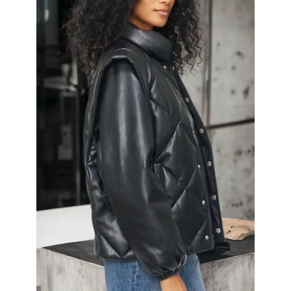(60% OFF) PISTOLA Callista LEATHER FAUX QUILTEDJACKET/VEST BLACK MSRP $280 - Picture 4 of 10